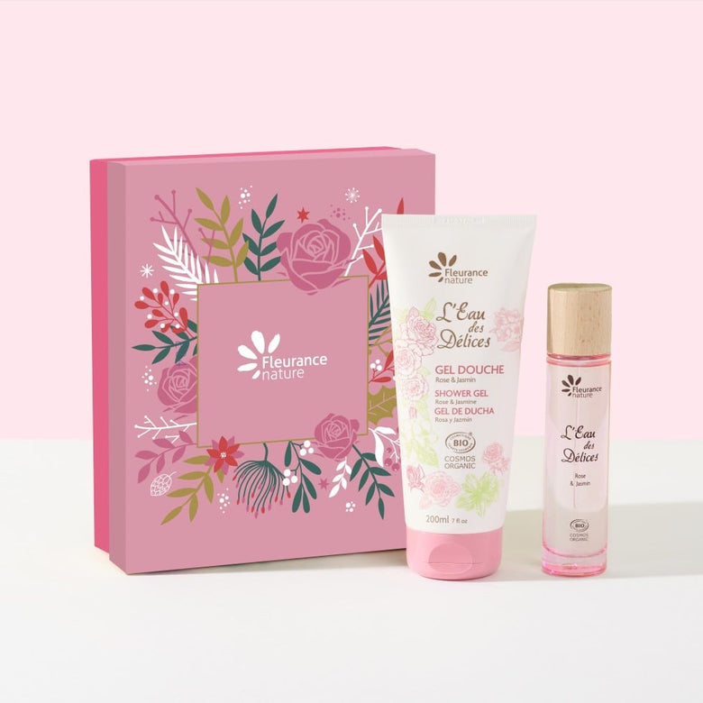 Coffret L'Eau des Délices Rose & Jasmin bio, eau de parfum et gel douche
