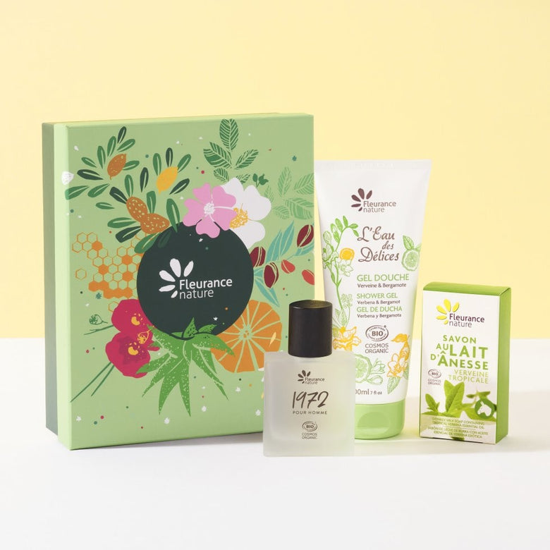 Coffret Spécial Homme bio, eau de toilette 1972, gel douche et savon au lait d'ânesse