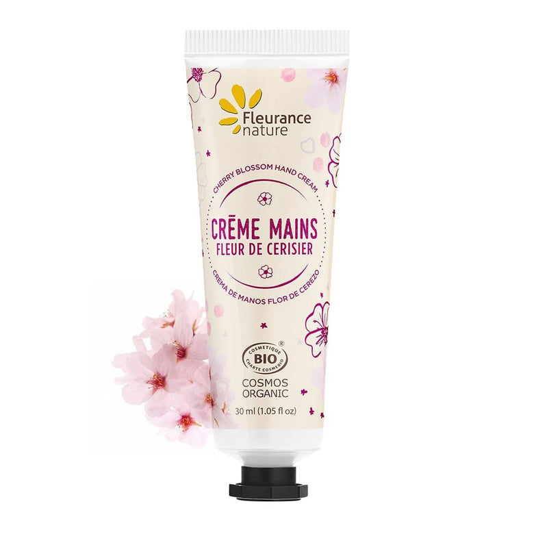 Crème mains à la Fleur de cerisier bio Fleurance Nature, tube de 30 ml