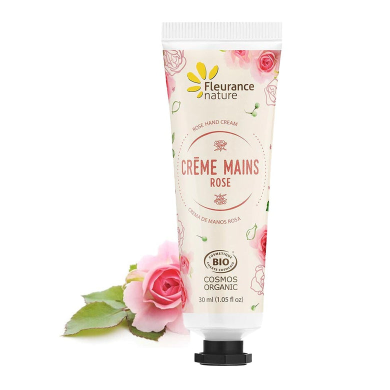 Crème mains à la Rose bio Fleurance Nature, tube de 30 ml