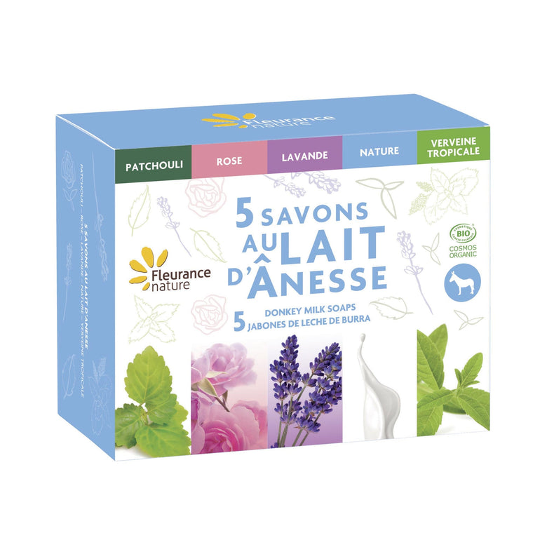 Coffret de 5 savons au lait d'ânesse bio Fleurance Nature