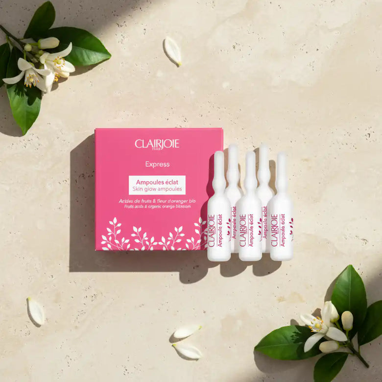 Ampoules Éclat Immédiat – Acides de fruits (pêcher, pomme, framboise) – Clairjoie