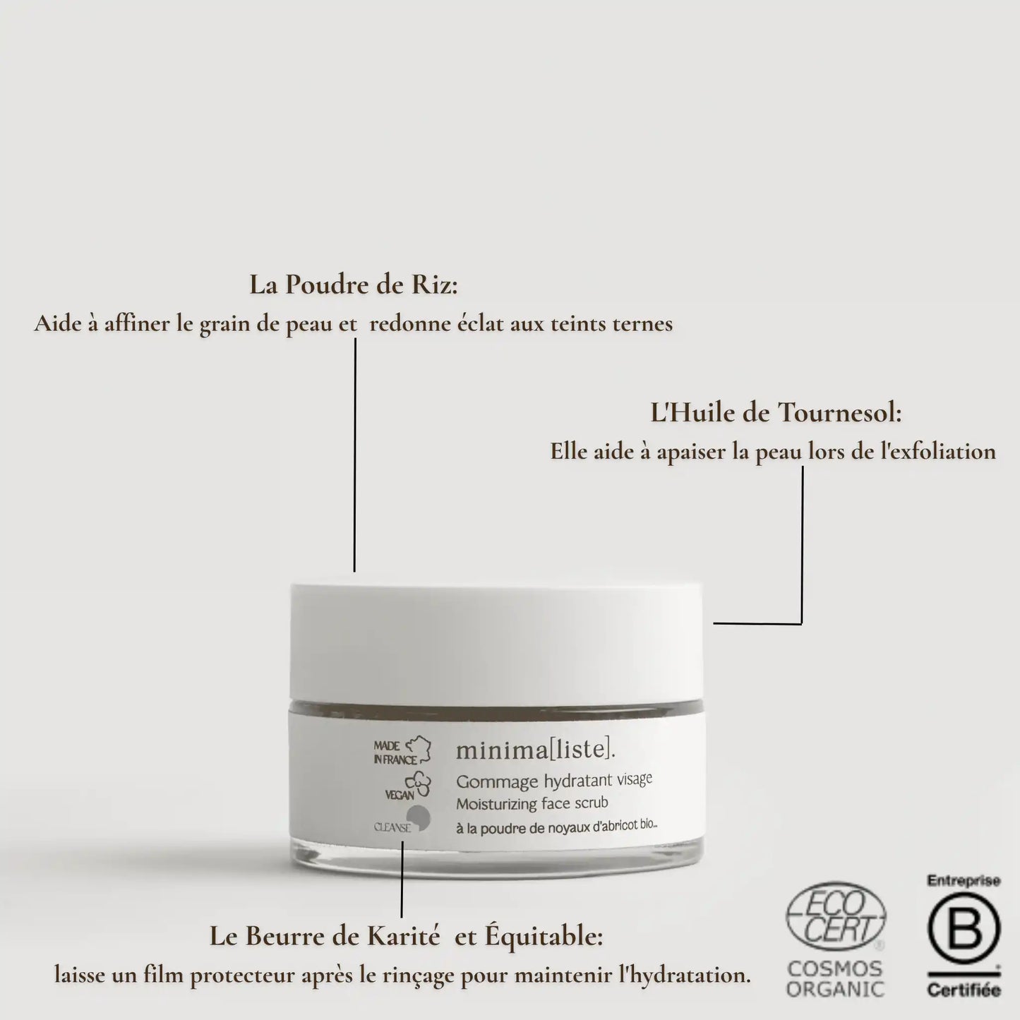 Gommage Hydratant Visage – Beurre de karité bio  – minima[liste] – photo 4
