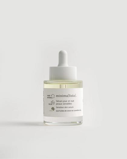 Sérum Jour et Nuit Peaux Sensibles – Huile de graine de coton bio  – minima[liste]
