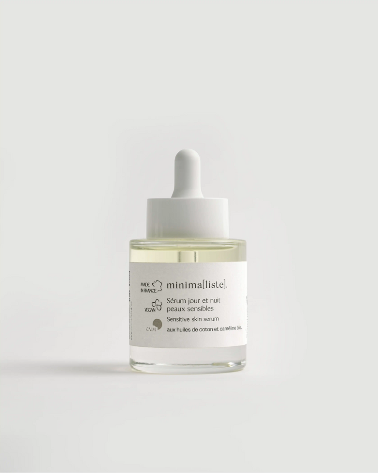 Sérum Jour et Nuit Peaux Sensibles – Huile de graine de coton bio  – minima[liste]