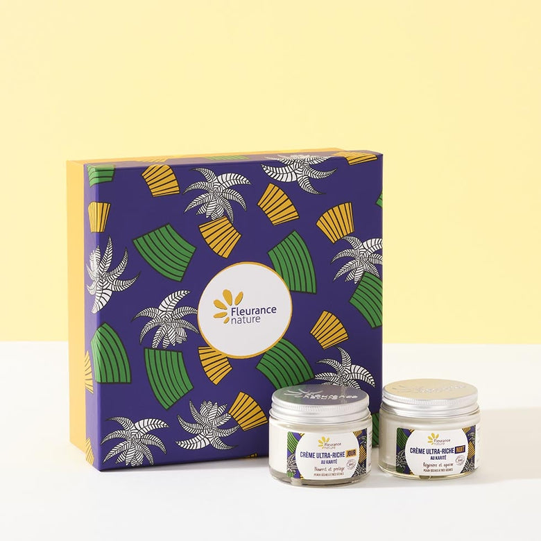 Coffret Karité Visage bio Fleurance Nature, crème de jour et crème de nuit ultra-riches
