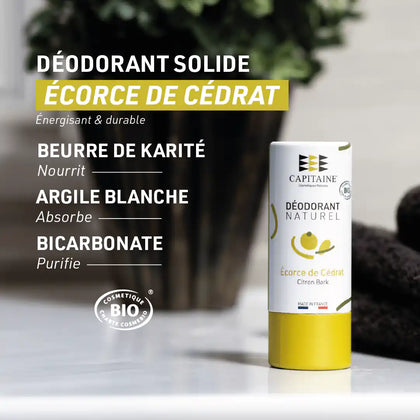 Déodorant Solide Bio – Bicarbonate de sodium  – Capitaine Cosmétiques
