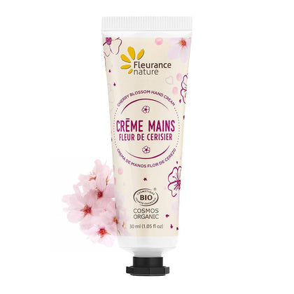 Crème mains à la Fleur de cerisier bio Fleurance Nature, tube de 30 ml
