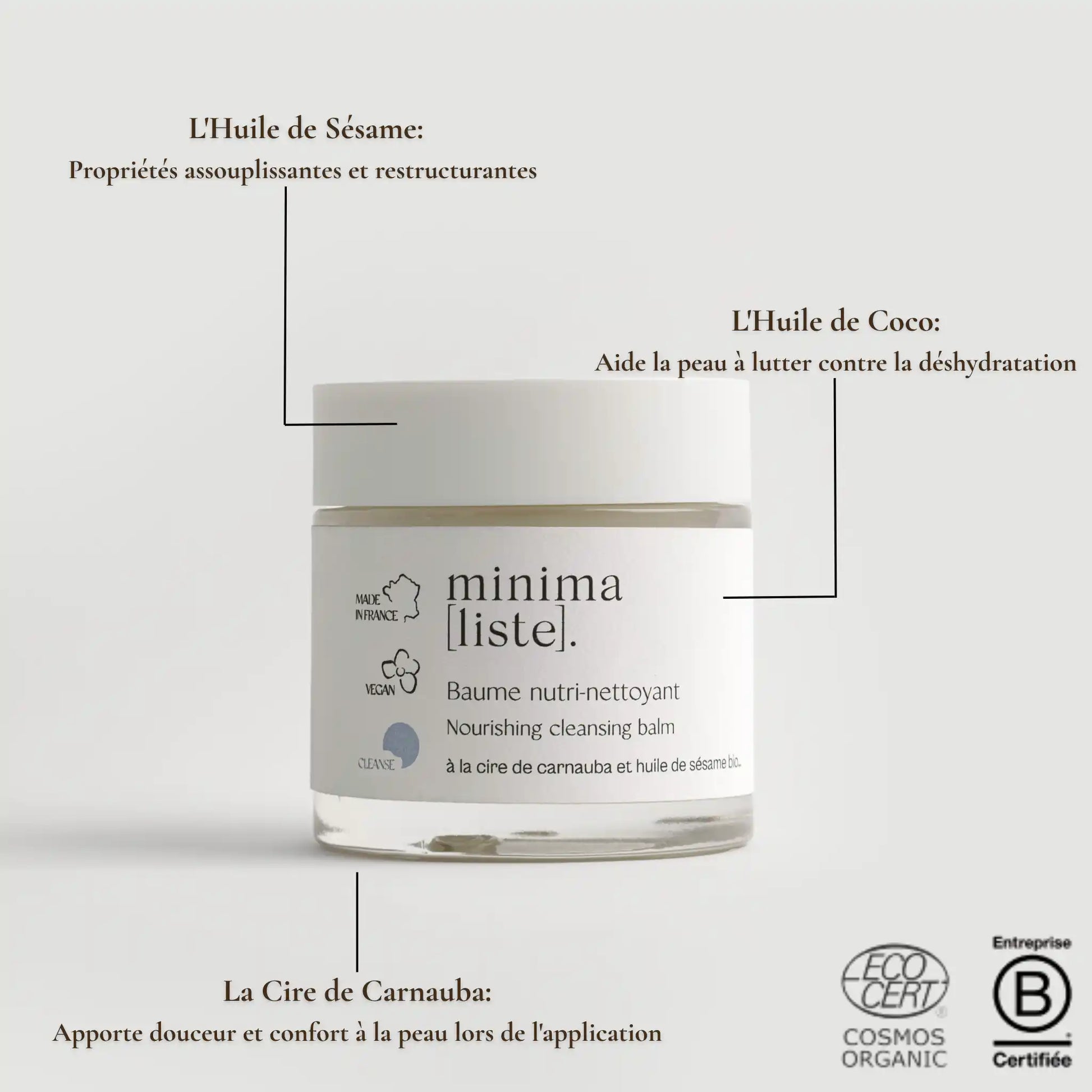 Baume Nutri-Nettoyant Visage – 3-en-1 – Huile de sésame bio  – minima[liste] – photo 5