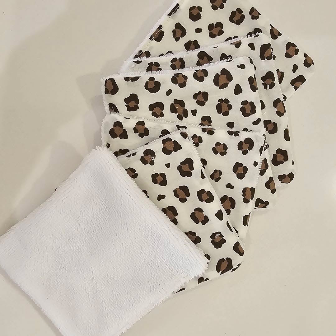 Lingettes démaquillantes lavables, imprimé léopard – Lysis Cosmétique by Mom'zl